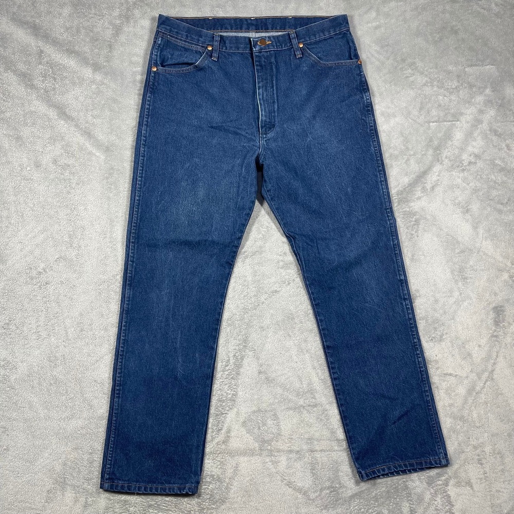 Wrangler Jeans Mens 38(34)x32(30) Blue 13MWZ Cowboy Cut Straight Leg Denim